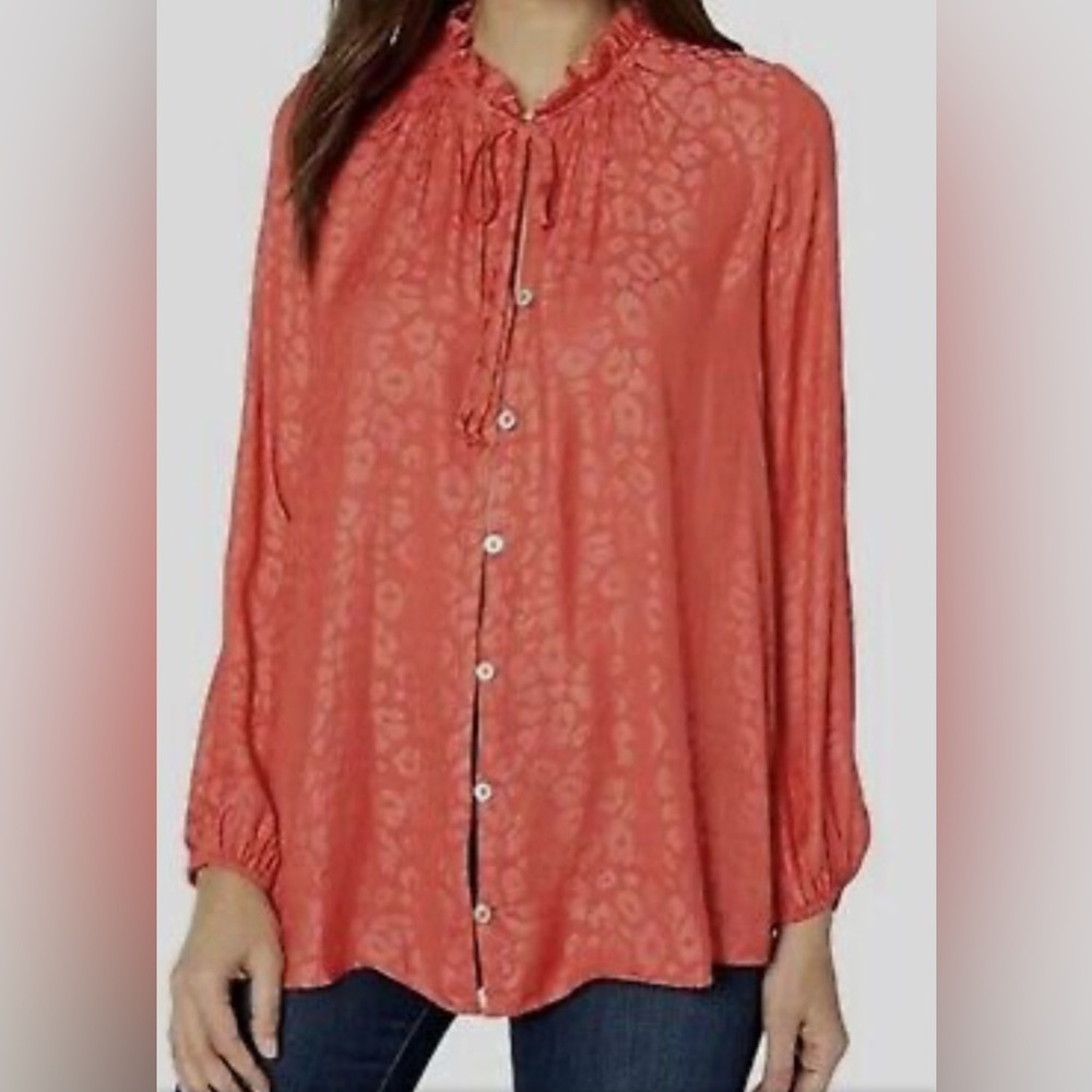 Show Me Your Mumu Women's Red Alicia Tunic Silky Cheetah Top